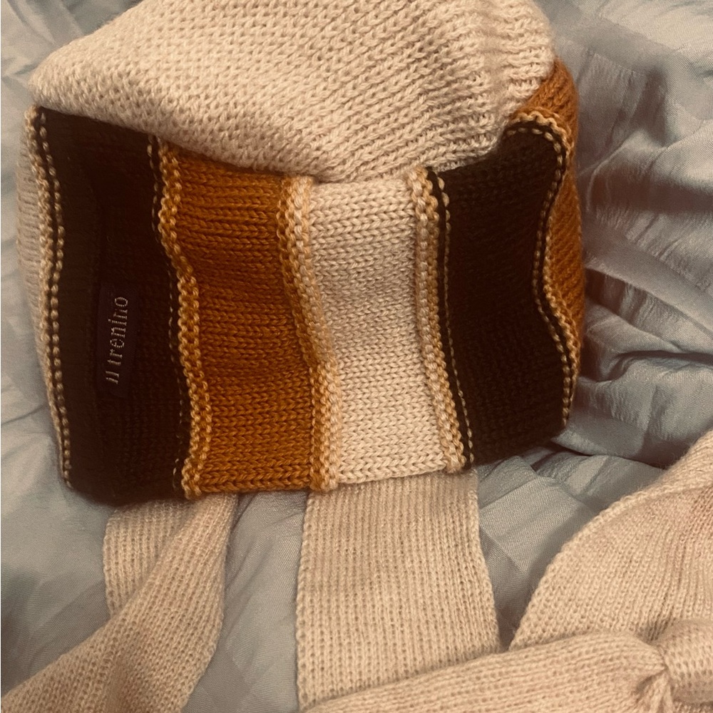 0-6mo Striped Hat - Green, Gold, Cream